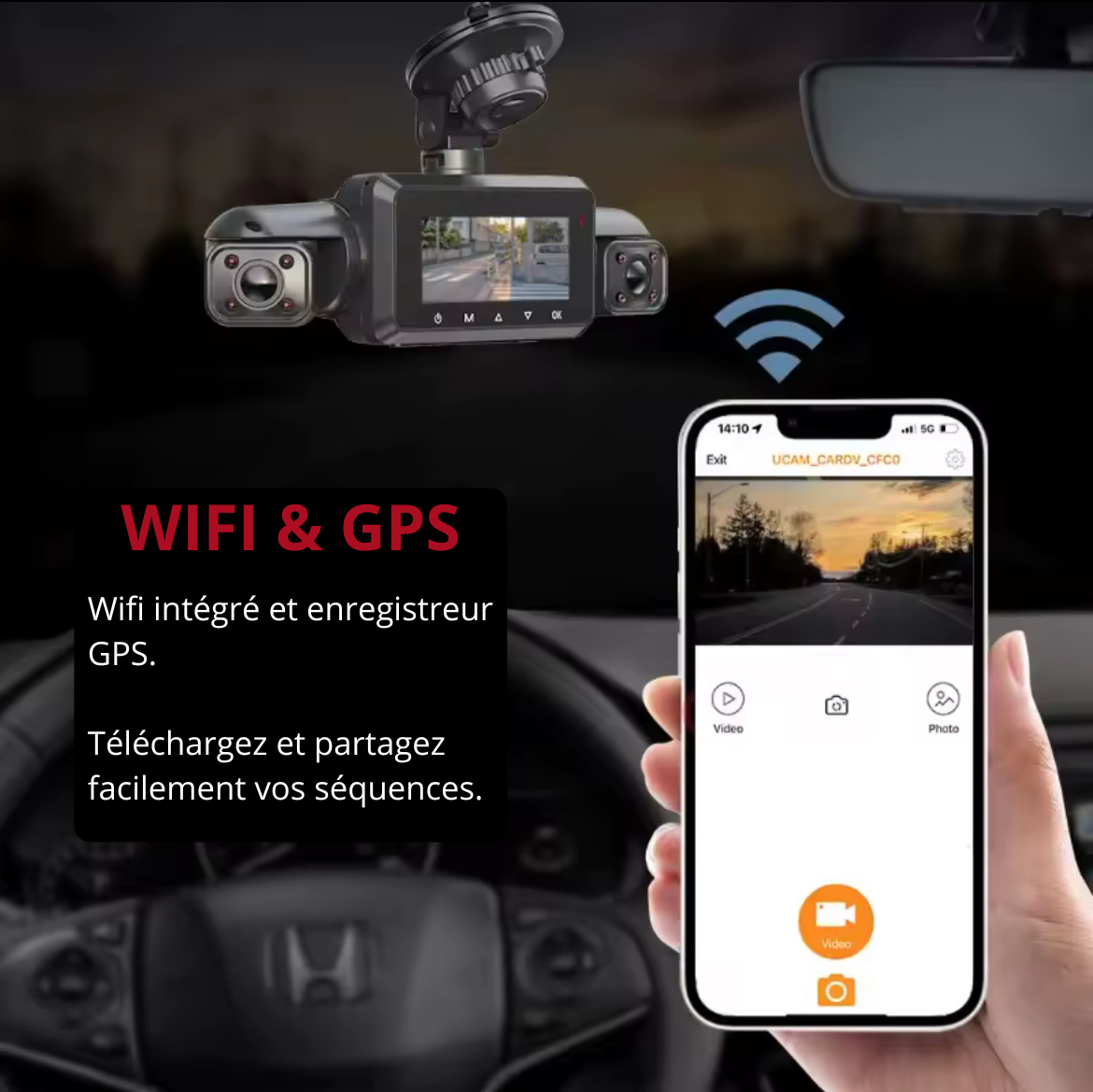 Dashcam 4 angles de vues